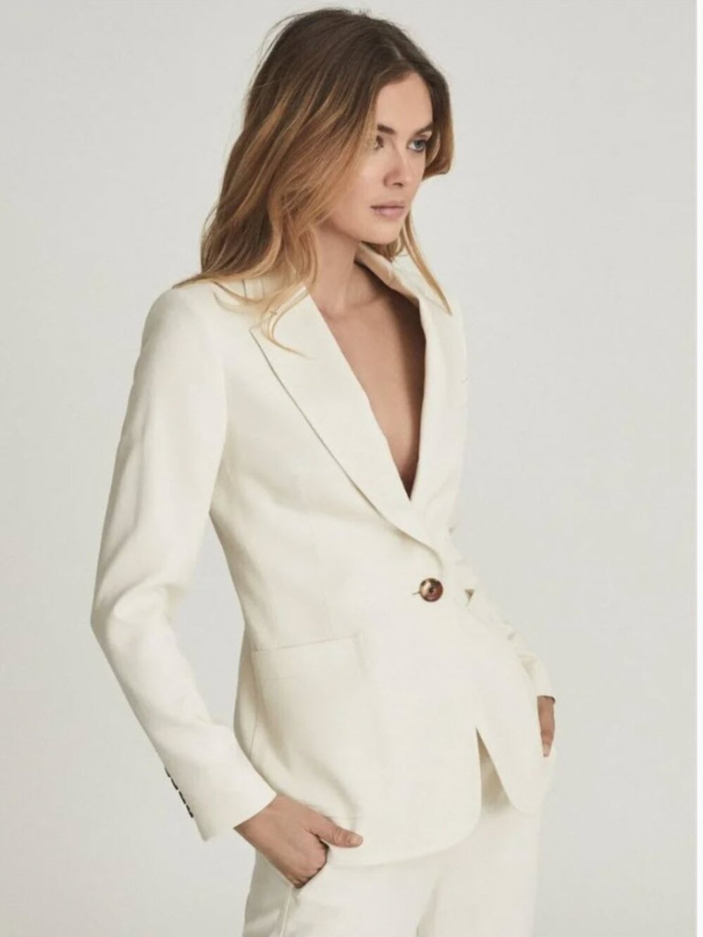 Reiss Ember Ivory NWT Single Button Tailored Blazer Size 8